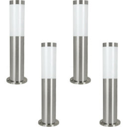 Set Of 4 Ip44 Outdoor Stainless Steel Bollard Lights - 12W E27 Driveway Post - thumbnail 1
