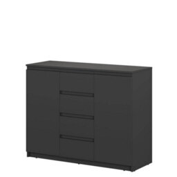 Arte Idea 04 Contemporary Sideboard Cabinet 4 Drawers 2 Doors 2 Shelves Black For Stylish Homes (H)850mm (W)1090mm (D)400mm - thumbnail 2