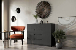 Arte Idea 04 Contemporary Sideboard Cabinet 4 Drawers 2 Doors 2 Shelves Black For Stylish Homes (H)850mm (W)1090mm (D)400mm - thumbnail 1