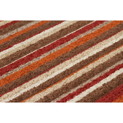 Modern Easy To Clean Multicoloured Striped Rug For Dining Room-120Cm X 170Cm - image 1