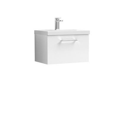 Balterley Bramshall Modern Bathroom 1 Soft Close Drawer Wall Hung Vanity Unit Basin, Gloss White, 600mm - image 1