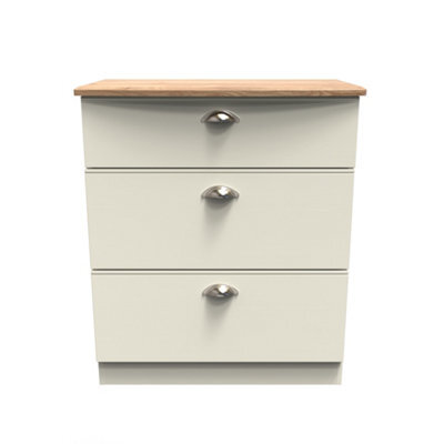 Albert 3 Drawer Deep Chest In Cream Ash & Oak (Ready Assembled) - image 1