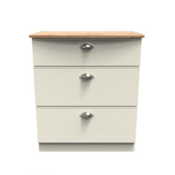 Albert 3 Drawer Deep Chest In Cream Ash & Oak (Ready Assembled)