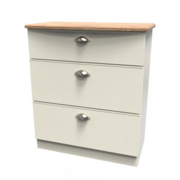 Albert 3 Drawer Deep Chest In Cream Ash & Oak (Ready Assembled) - thumbnail 3