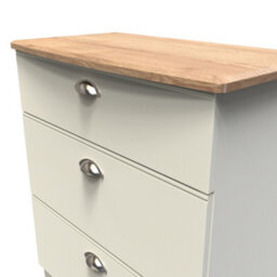Albert 3 Drawer Deep Chest In Cream Ash & Oak (Ready Assembled) - thumbnail 4