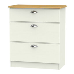 Albert 3 Drawer Deep Chest In Cream Ash & Oak (Ready Assembled) - thumbnail 6