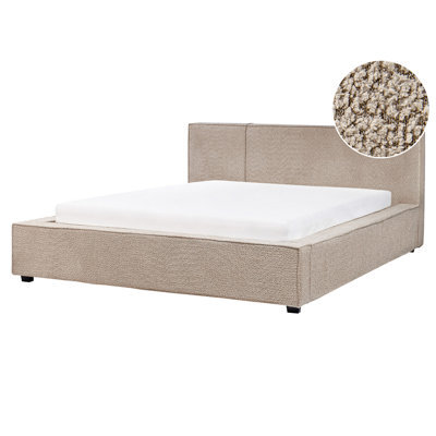 Beliani Bed Boucle Mirande 160 X 200 Cm (Eu King Size) Taupe - image 1