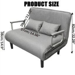 190Cm Double Fabric Sofa Bed Sleeper Couch Folding Recliner - thumbnail 2