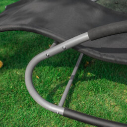 Sobuy Ogs28-Sch, Outdoor Garden Rocking Sun Lounger Recliner Relaxing Chair With Headrest And Side Bag, Black,w147Xd63Xh85 - thumbnail 6