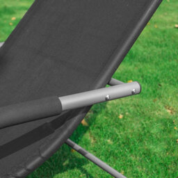 Sobuy Ogs28-Sch, Outdoor Garden Rocking Sun Lounger Recliner Relaxing Chair With Headrest And Side Bag, Black,w147Xd63Xh85 - thumbnail 5