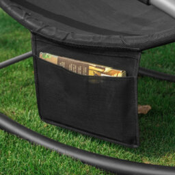 Sobuy Ogs28-Sch, Outdoor Garden Rocking Sun Lounger Recliner Relaxing Chair With Headrest And Side Bag, Black,w147Xd63Xh85 - thumbnail 4