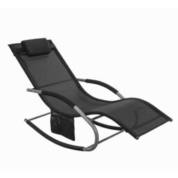 Sobuy Ogs28-Sch, Outdoor Garden Rocking Sun Lounger Recliner Relaxing Chair With Headrest And Side Bag, Black,w147Xd63Xh85