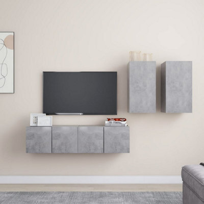 Berkfield 4 Piece Tv Cabinet Set Concrete Grey Engineered Wood - image 1
