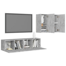 Berkfield 4 Piece Tv Cabinet Set Concrete Grey Engineered Wood - thumbnail 3