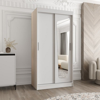 Arte White Sliding Wardrobe W100Cm X H200Cm X D62Cm - Stylish Storage For Studio Living - image 1