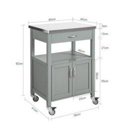 Sobuy Fkw22-Hg Kitchen Trolley With Storage Mobile Kitchen Cart With Drawer, Kitchen Unit On Wheels,microwave Stand - thumbnail 3