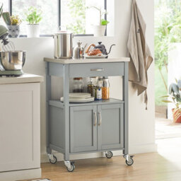Sobuy Fkw22-Hg Kitchen Trolley With Storage Mobile Kitchen Cart With Drawer, Kitchen Unit On Wheels,microwave Stand - thumbnail 2