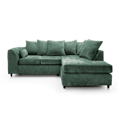 Abakus Direct Harriet Crushed Chenille Right Facing Corner Sofa In Rifle Green - image 1