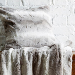 "Bellissimo Home Grey 60 X 60Cm (24"") Faux Fur Cushion Cover"