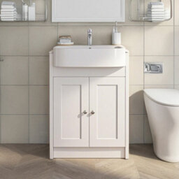 Belofay Vanity Unit With Basin, 600mm Floor-Standing Bathroom Cabinet In High Matt White, 1 Tap Hole Ceramic Basin - thumbnail 7