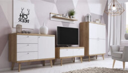 Arte Elegant Primo Wall Shelf H200mm W1070mm D190mm In White And Oak Riviera - Stylish Display Solution - thumbnail 3