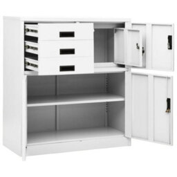 Berkfield Durable Office Cabinet White 90X40X102 Cm Steel - thumbnail 6