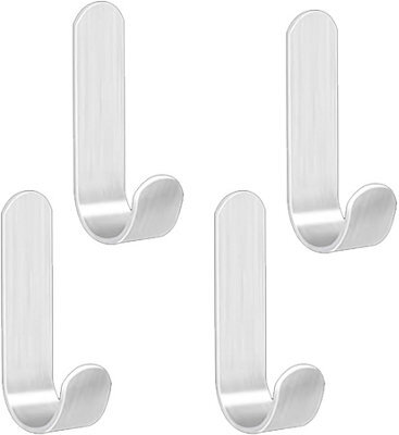 Stainless Steel Adhesive Hooks, 4 Pcs Self-Adhesive, Wall Hooks, Towel Racks For Kitchen, Bathroom, Balconies - image 1