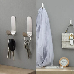 Stainless Steel Adhesive Hooks, 4 Pcs Self-Adhesive, Wall Hooks, Towel Racks For Kitchen, Bathroom, Balconies - thumbnail 4
