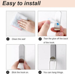 Stainless Steel Adhesive Hooks, 4 Pcs Self-Adhesive, Wall Hooks, Towel Racks For Kitchen, Bathroom, Balconies - thumbnail 3