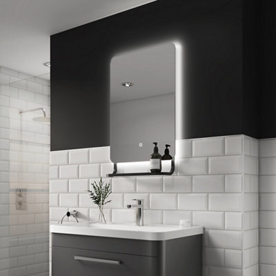 Sensio Harbour Matt Black Rectangular Wall-Mounted Bathroom Illuminated Contemporary Colour-Changing Mirror (H)79Cm (W)50Cm - image 1