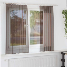 Walplus Voile Curtains With Tab Top 2 Pcs Brown - thumbnail 1
