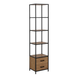 Wyld Haus El Paso Bookcase Black Metal Frame With Wild Oak Veneer, 3 Shelves 2 Drawers - thumbnail 2