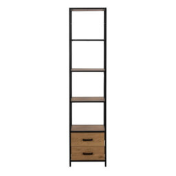 Wyld Haus El Paso Bookcase Black Metal Frame With Wild Oak Veneer, 3 Shelves 2 Drawers - thumbnail 3