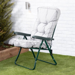 Green Frame Garden Recliner Chair With Grey Cushion - thumbnail 2