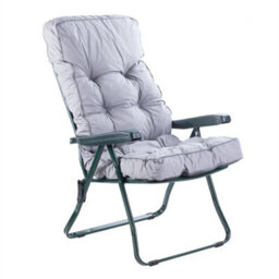 Green Frame Garden Recliner Chair With Grey Cushion