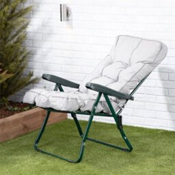 Green Frame Garden Recliner Chair With Grey Cushion - thumbnail 4