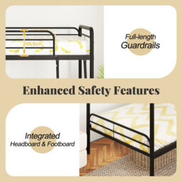 Costway Metal Bunk Bed Heavy Duty Single Over Single Bunk Bed W/ Ladder-Black - thumbnail 4