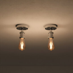 Vintage 2 Pack Of Chrome Flush Mount Ceiling Light With E27 Socket Retro Style Sconce For Home Living Room - thumbnail 8