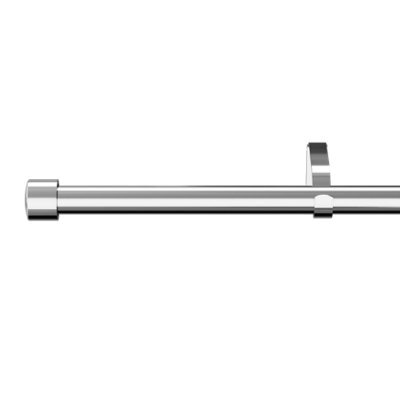 GoodHome Olympe Grey Chrome Effect Extendable Cap Single Curtain Pole Set, (L)2000mm-3300mm (Dia)28mm - image 1