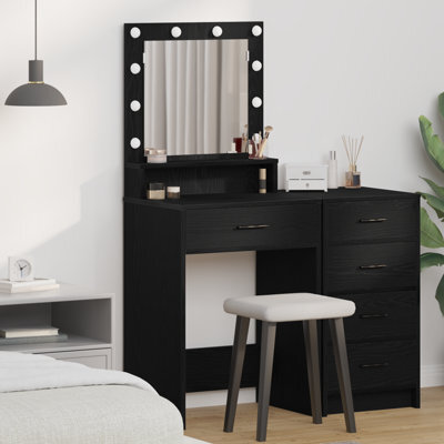Walplus Makeup Table With Led Lights - Black Oak, 50X41X135 Cm - image 1