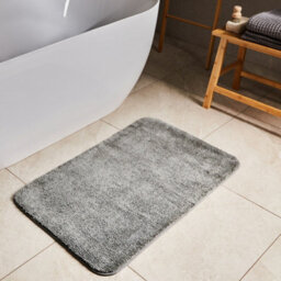 Beliani Grey Microfibre Bath Mat 60 X 90 Cm With Non-Slip Backing - thumbnail 1