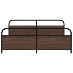 Berkfield Metal Bed Frame Without Mattress Brown Oak 183X213 Cm - thumbnail 5