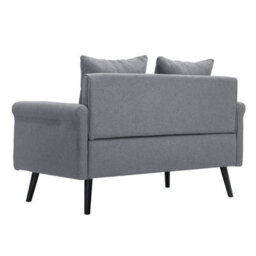 Living And Home Dark Grey 2 Seater Sofa Fabric Upholstered Loveseat Couch With 2 Pillows - thumbnail 5