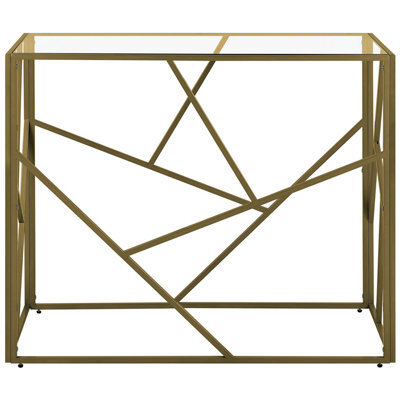 Beliani Glam Console Table - Gold Metal Frame With Clear Glass Top, 100 X 40 Cm, Modern Industrial Design - image 1