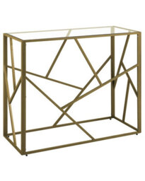Beliani Glam Console Table - Gold Metal Frame With Clear Glass Top, 100 X 40 Cm, Modern Industrial Design - thumbnail 3