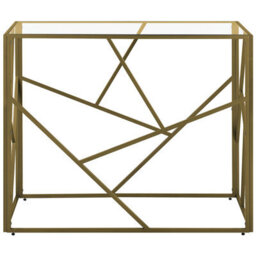 Beliani Glam Console Table - Gold Metal Frame With Clear Glass Top, 100 X 40 Cm, Modern Industrial Design - thumbnail 1