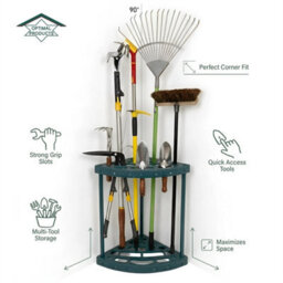 Garden Corner Tool Storage Caddy Shed Equipment Holder Stand Organizer Weed Rack - thumbnail 1