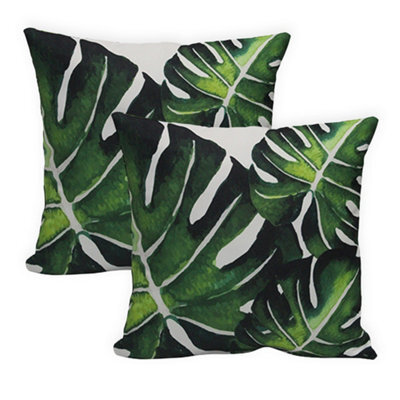 Gardenwize Pair Of Outdoor Garden Sofa Chair Furniture Scatter Cushions- Banana Leaf
