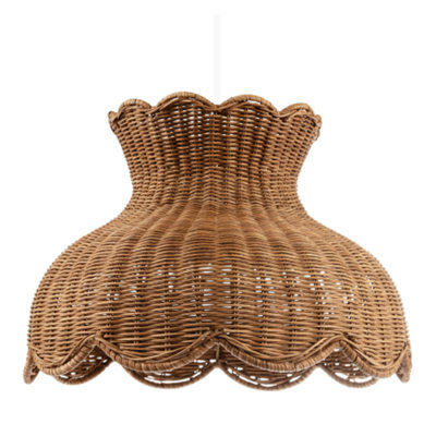 Happy Homewares Dark Brown Woven Rattan Pendant Light Shade In Vase Inspired Shape - image 1