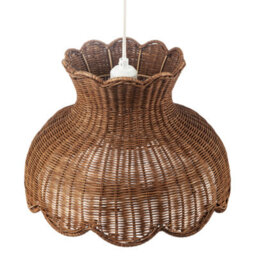 Happy Homewares Dark Brown Woven Rattan Pendant Light Shade In Vase Inspired Shape - thumbnail 3